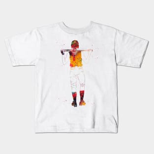 Baseball Player Girl Kids T-Shirt